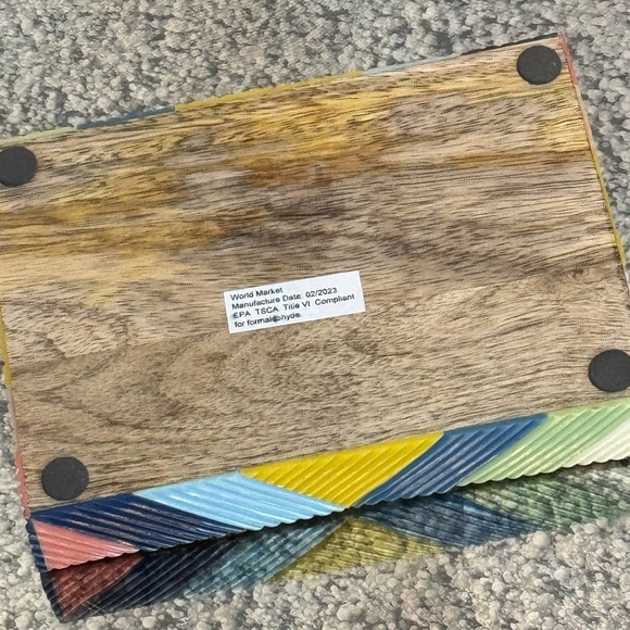 World Market Colorful Geometric Wooden Box - Picture 7 of 7